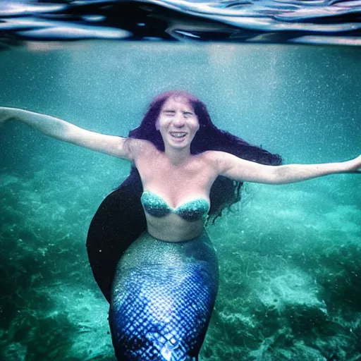 Image similar to Mermaid caught on footage, lost footage, blurry and noisy, under water