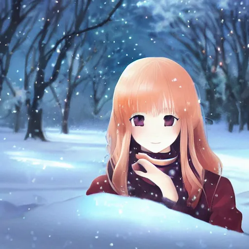 Prompt: portrait of the lone girl laying in the snows, anime fantasy illustration by tomoyuki yamasaki, kyoto studio, madhouse, ufotable, trending on artstation