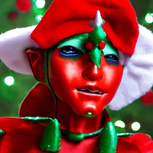 Prompt: robotic elf face