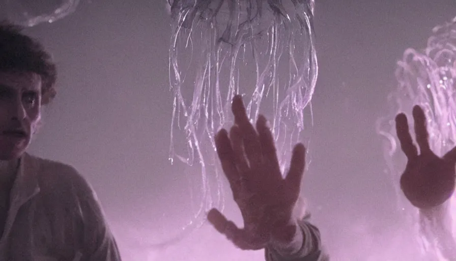 Image similar to big budget horror movie about alien jellyfish using mind control to turn people into zombies