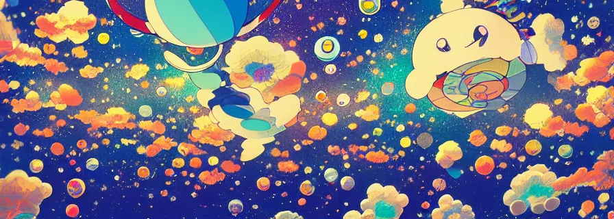 Image similar to tokyo sky by takashi murakami,, beeple and james jean, aya takano color style, 4 k, super detailed, night sky, digital art, digital painting, celestial, majestic, colorful