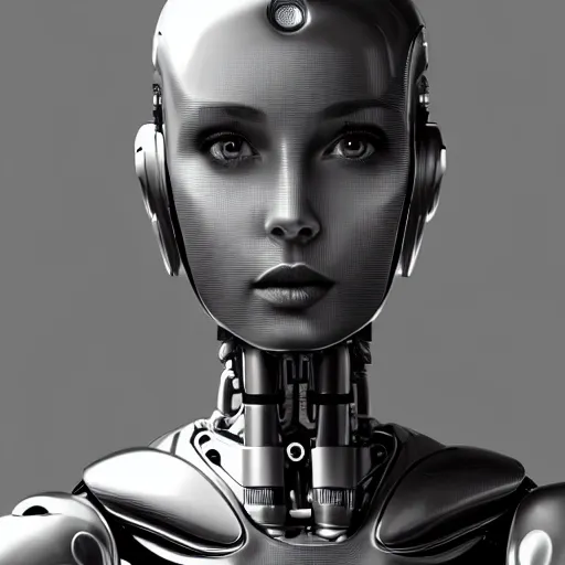 Image similar to Perfectly-Centered Portrait of a Robotic Female Android, perfectly centered, facing forward, stranding straight, full body, intricate, elegant, super highly detailed, professional digital painting, artstation, concept art, smooth, sharp focus, no blur, no dof, extreme illustration, Unreal Engine 5, Photorealism, HD quality, 8k resolution, cinema 4d, 3D, beautiful, cinematic, art by artgerm and greg rutkowski and alphonse mucha and loish and WLOP