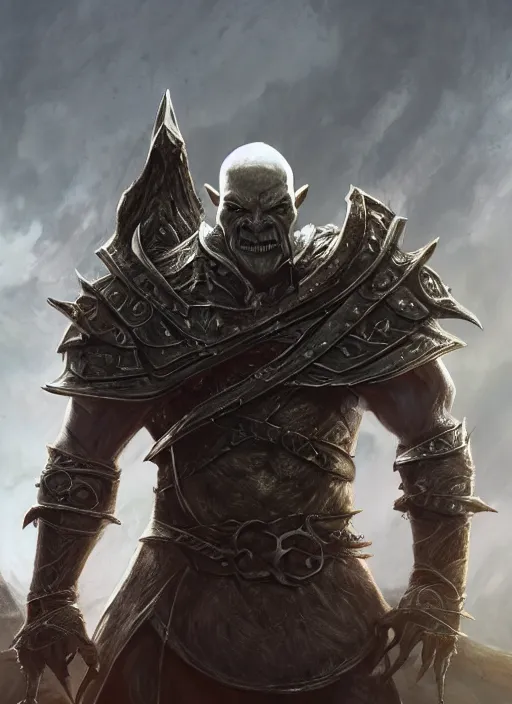 Image similar to tarnished orc, ultra detailed fantasy, elden ring, realistic, dnd character portrait, full body, dnd, rpg, lotr game design fanart by concept art, behance hd, artstation, deviantart, global illumination radiating a glowing aura global illumination ray tracing hdr render in unreal engine 5
