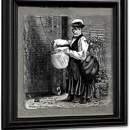 Image similar to victorian penny dreadfull vendor by alfred stephens