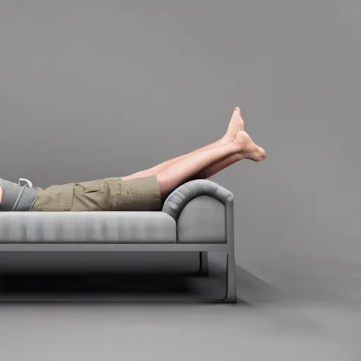 Image similar to person lying horizontal on a sofa, photorealistic, 8k