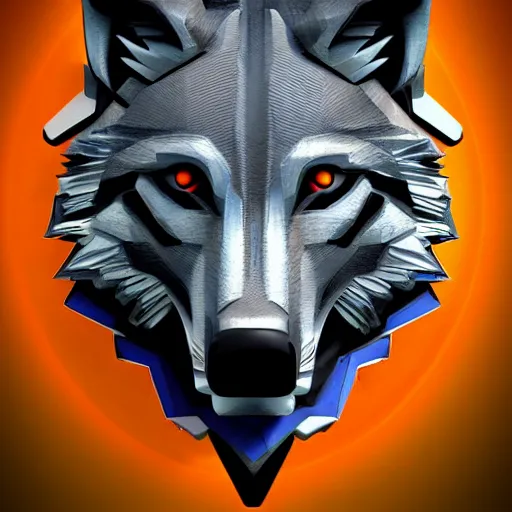 Prompt: high detail a robotic wolf artistic render logo style surreal