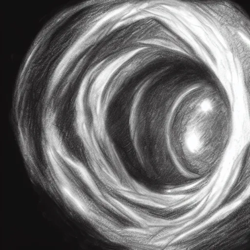 Prompt: a pencil drawing of a black hole, artstation