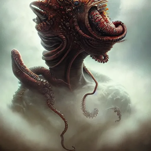 Image similar to by artgerm and agostino arrivabene, visually stunning, cinematic, ultra realistic, hyper realism, epic, octane render, unreal engine, vfx, maya, alien space knight, octopus and medieval knight chimera, fungal enchanter, murloc tinyfin, dread infernal, wee whelp, battle ram