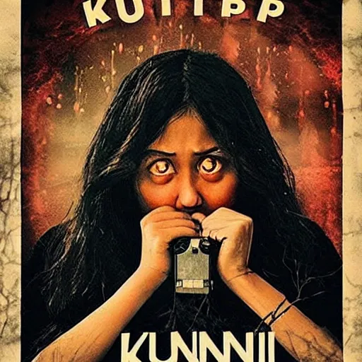 Image similar to horror movie poster called'kuntilanak antapani'with list of movie player, and restricted age, also very detail