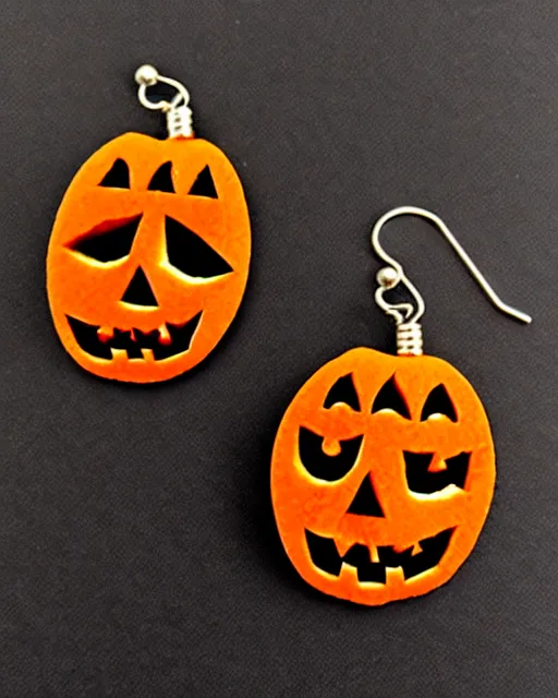 Image similar to spooky jack'o'lantern, 2 d lasercut earrings,