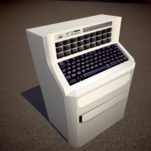 Image similar to a old computer, memphis design