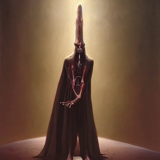 Image similar to Sith Lord Jar Jar Binks, dark fantasy, artstation painted by Zdzisław Beksiński and Wayne Barlowe