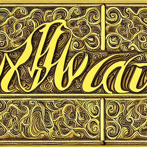 Image similar to extruded victorian typographic composition, gold, high detail, 4 k
