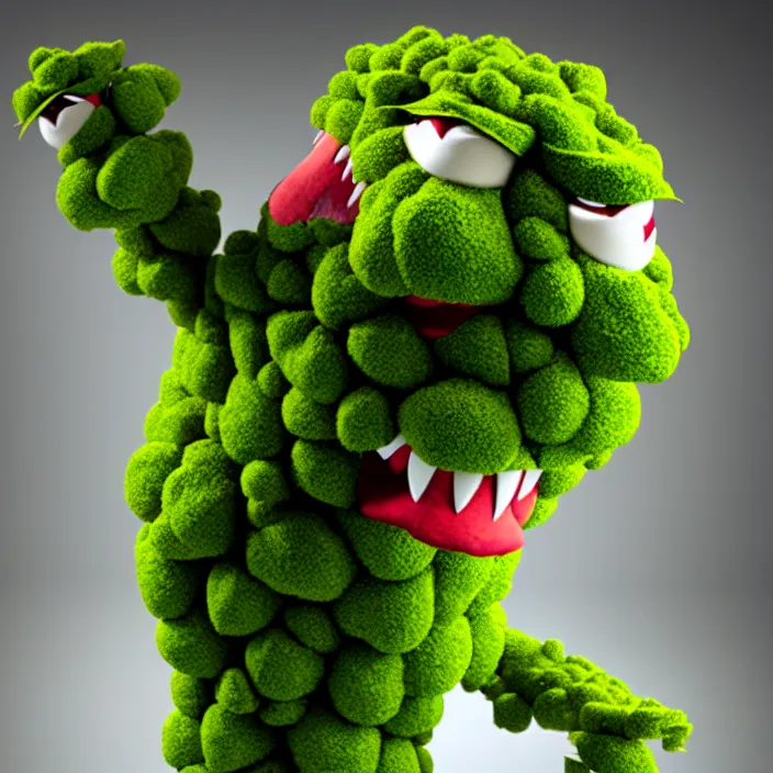 Image similar to giant angry anthropomorphic angry marijuana plant creature