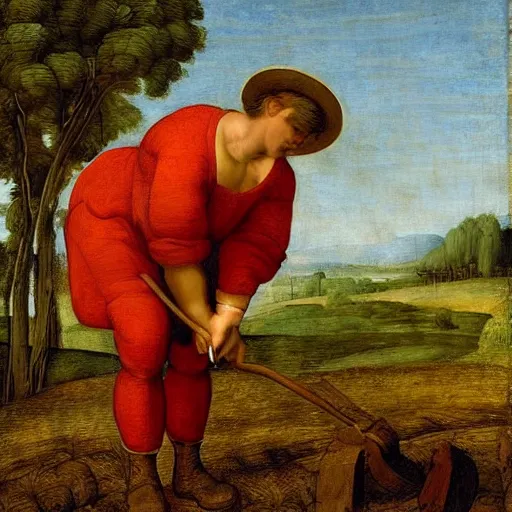 Image similar to Farmer tilling his field by Raphaël,