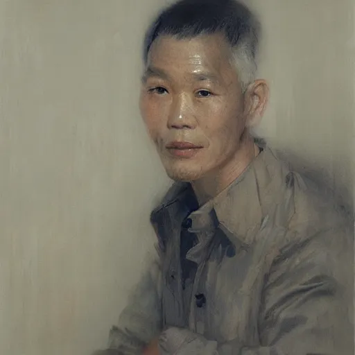 Prompt: vietnamese male portrait by ruan jia