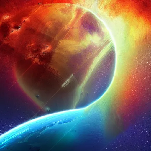 Image similar to tempest, planet, space, digital art