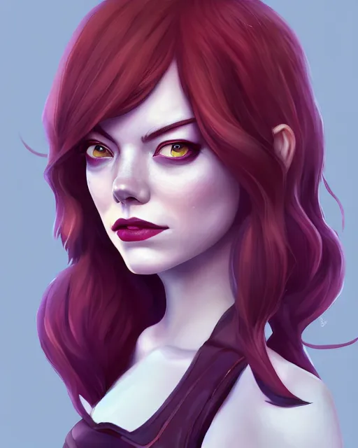 Image similar to a portrait of a beautiful full body Emma Stone vampire, art by lois van baarle and loish and ross tran and rossdraws and sam yang and samdoesarts and artgerm, digital art, highly detailed, intricate, sharp focus, Trending on Artstation HQ, deviantart, unreal engine 5, 4K UHD image