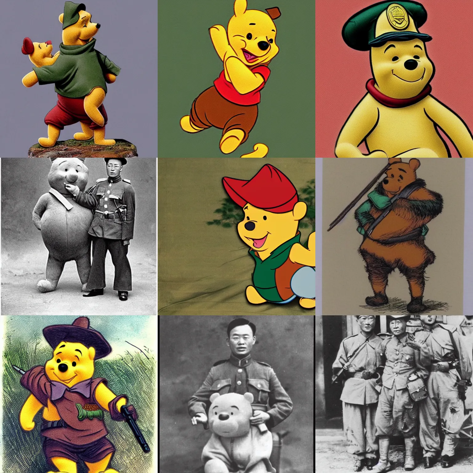 Prompt: winnie the pooh as a chinese soldier