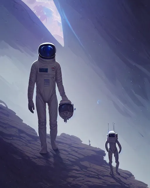 Prompt: professional ominous concept art of an astronaut walking on an alien planet by artgerm and greg rutkowski ( thin white border ). an intricate, elegant, highly detailed digital painting, concept art, smooth, sharp focus, illustration, in the style of cam sykes, wayne barlowe, igor kieryluk.