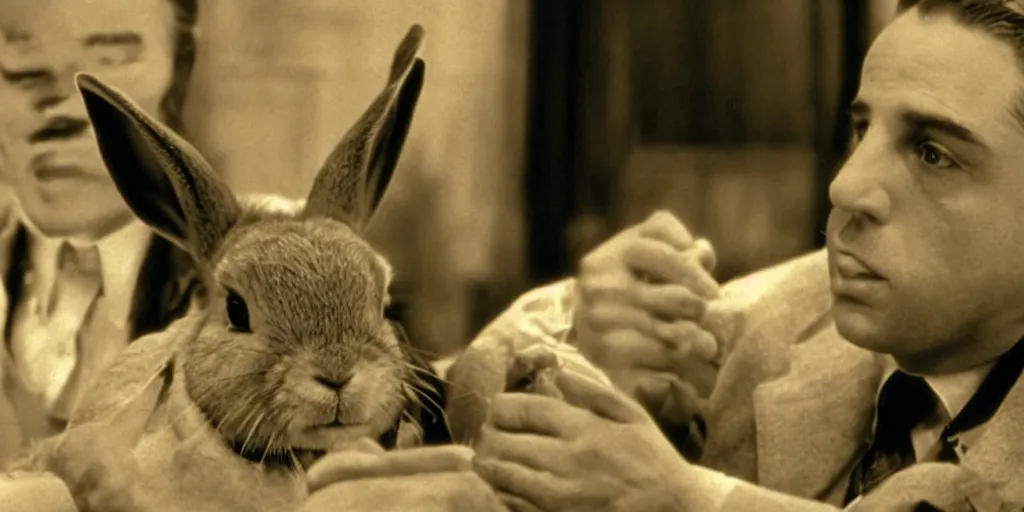 Image similar to a rabbit in the movie godfather, screenshot
