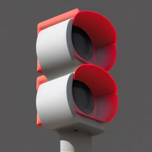 Image similar to a close up of a traffic light on a gray background, a computer rendering by senior environment artist, featured on polycount, cubo - futurism, 8 k 3 d, hard surface modeling, sketchfab