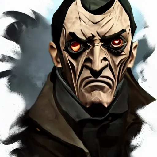 Image similar to old angry man, dishonored style