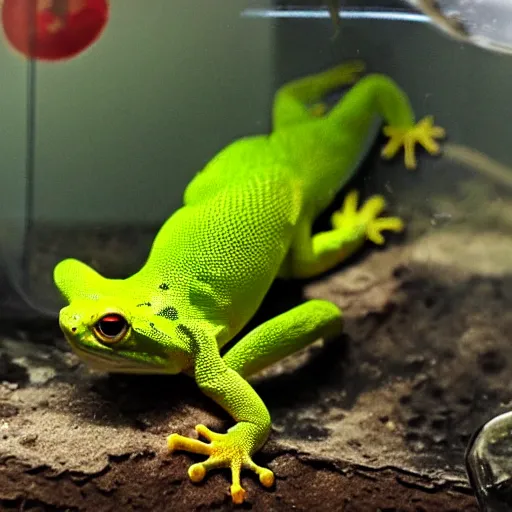 Image similar to gecko sitting inside a terrarium