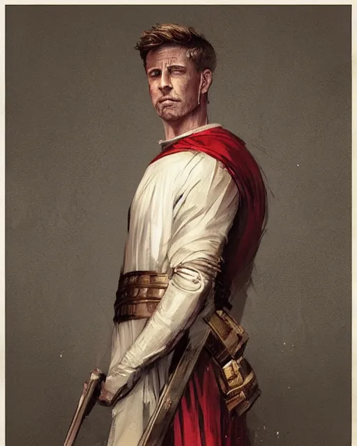 Image similar to a portrait of kennedy in the style of a [ roman empire ] senator!, art by greg rutkowski and artgerma, stunning! concept art, character design