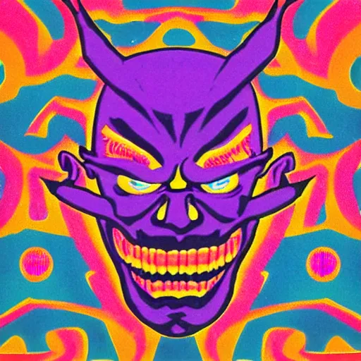 Prompt: evil angry face, psychedelic, vaprwave,'9 0 s