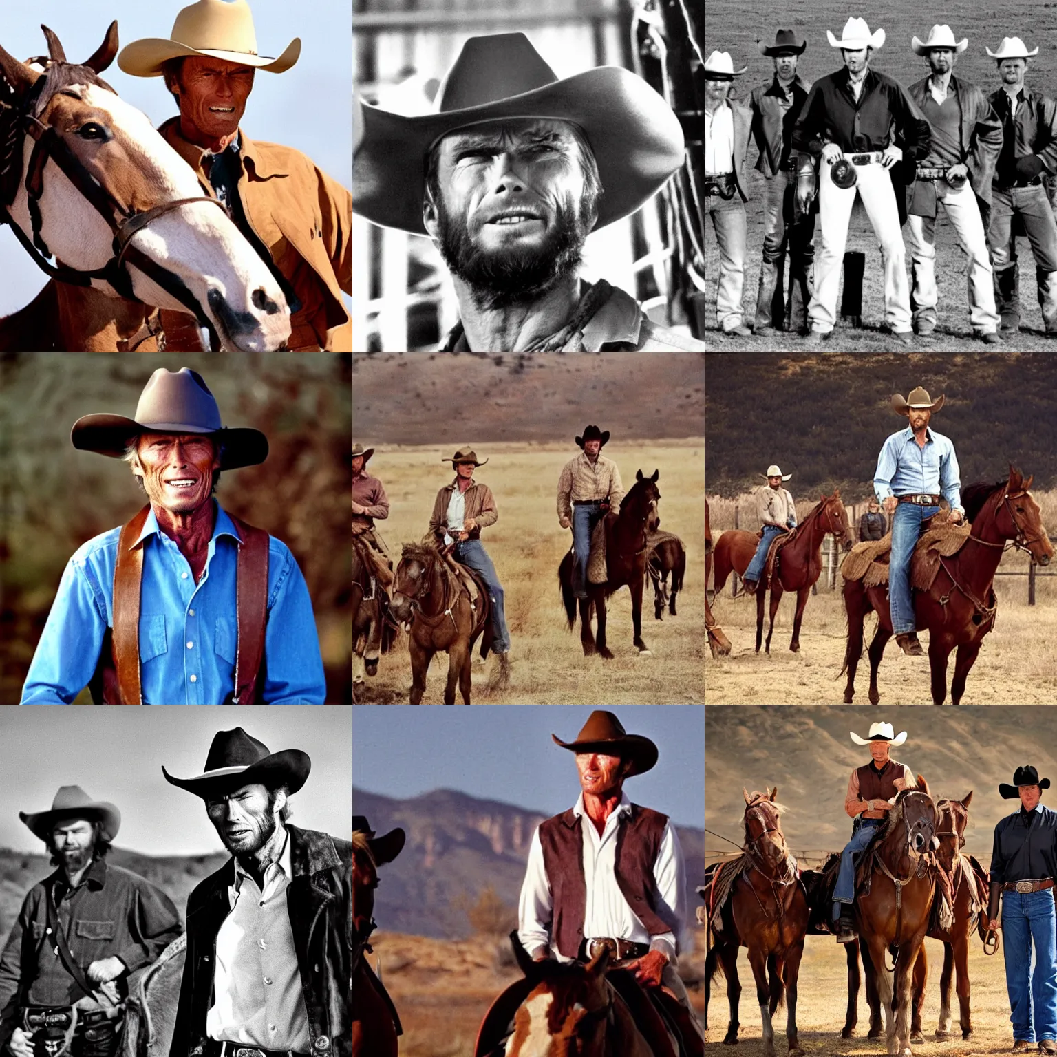 Prompt: clint eastwood as a cowboy with colts ready to shoot