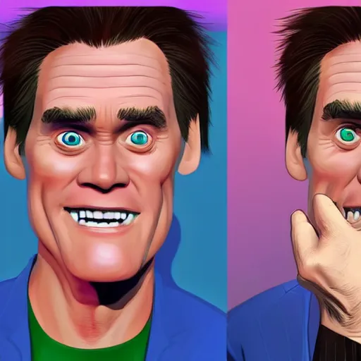 Image similar to Jim Carrey made by Adult Swim, artstation