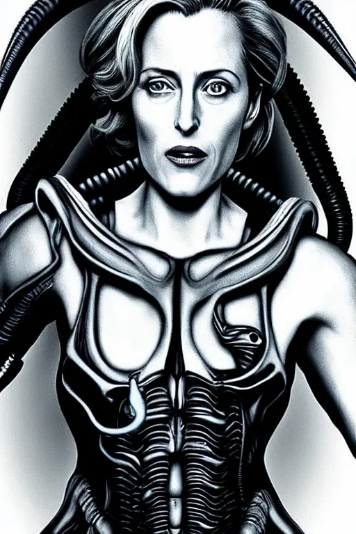 Prompt: gillian anderson as a xenomorph