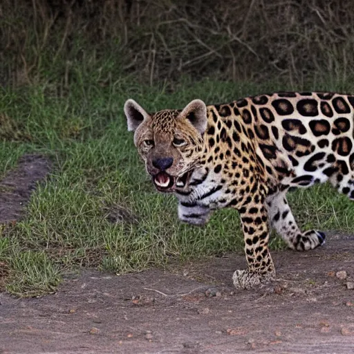 Image similar to half jaguar, half hyena