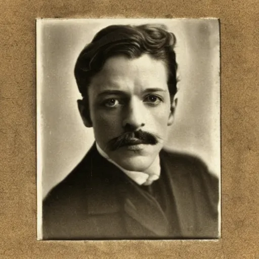 Image similar to headshot edwardian photograph of james mcavoy, sebastian stan, henry cavill, small moustache, 1 9 2 0 s film actor, suave, charming, realistic face, 1 9 1 0 s photography, 1 9 0 0 s, grainy, victorian, soft blur