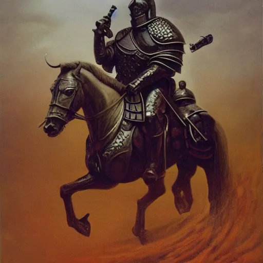 Image similar to god emperor donald trump, knight armour, zdzisław beksinski, pianting
