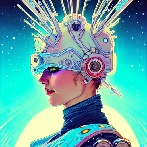 Prompt: high quality high detail portrait of a snow queen diesel punk character in an futuristic world, tristan eaton, victo ngai, artgerm, rhads, ross draws, hyperrealism, intricate detailed, alphonse mucha, 8 k, sci - fi, pastel colors, vintage, retro sci - fi, artstation,