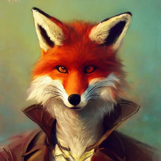 Prompt: portrait of a furry furaffinity fursona fox, gaston bussiere, artgerm, greg rutkowski, john berkey, ruan jia, jack kirby