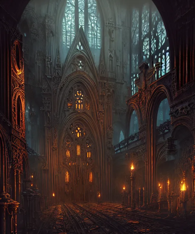 Image similar to steam necropolis, memento mori, gothic, neo - gothic, art nouveau, hyperdetailed copper patina medieval icon, stefan morrell, philippe druillet, ralph mcquarrie, concept art, steampunk, unreal engine, detailed intricate environment, octane render, moody atmospherics, volumetric lighting, ultrasharp, ominous, otherworldly