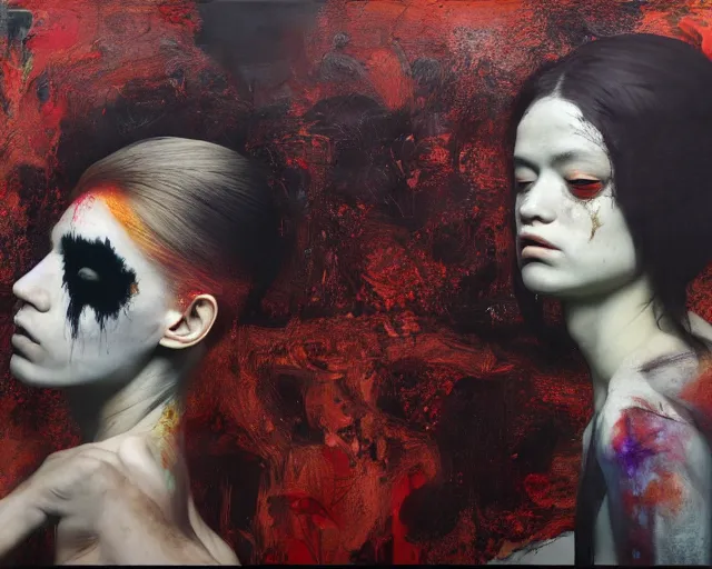 Image similar to eternal eclipse, a brutalist designed, rich deep vivid colours, monia merlo, painted by francis bacon, michal mraz, adrian ghenie, nicola samori, james jean!!! and petra cortright, part by gerhard richter, part by takato yamamoto. 8 k masterpiece.