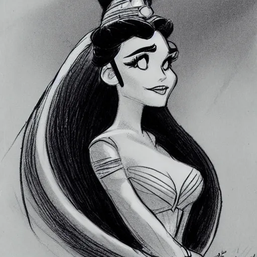 Prompt: milt kahl sketch of princess padme from star wars episode 3 with hair tendrils