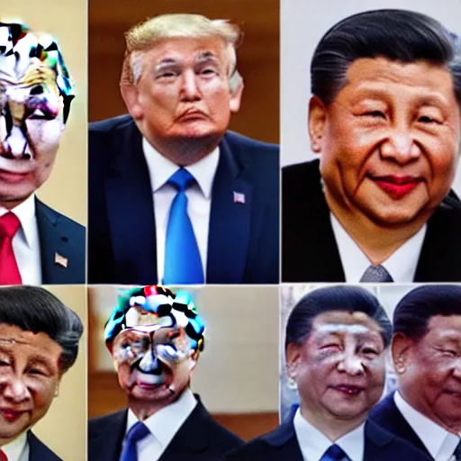 Image similar to vladimir putin, obama, trump and xi jinping at a strip club, hyperrealistic face