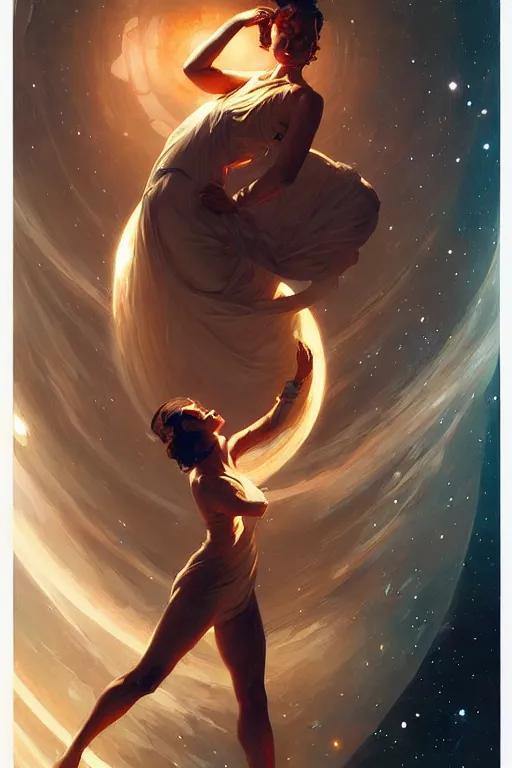 Prompt: space, buddhism, painting by greg rutkowski, j. c. leyendecker, artgerm