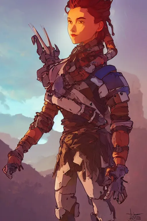 Image similar to combination suit armor aloy horizon forbidden west horizon zero dawn robot ninja mask helmet backpack tribal, art gta 5 comics, official fanart behance hd artstation by jesper ejsing, by rhads, makoto shinkai and lois van baarle, ilya kuvshinov, ossdraws radiating a glowing aura cgi rtx 2 0 2 2