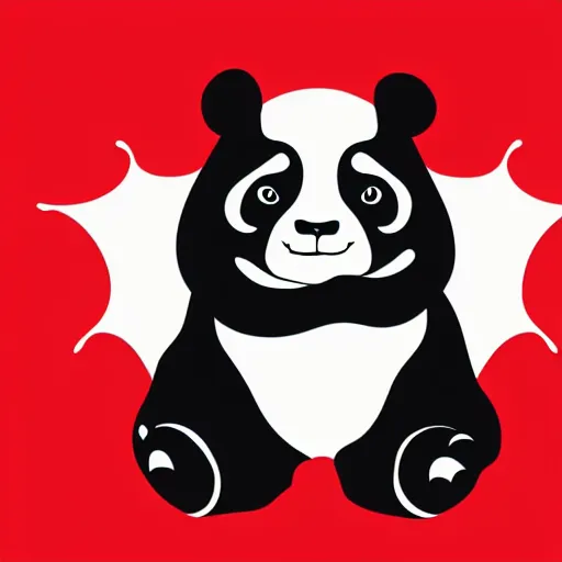 Image similar to vector art of cute panda hugging welsh dragon welsh flag, adobe illustrator