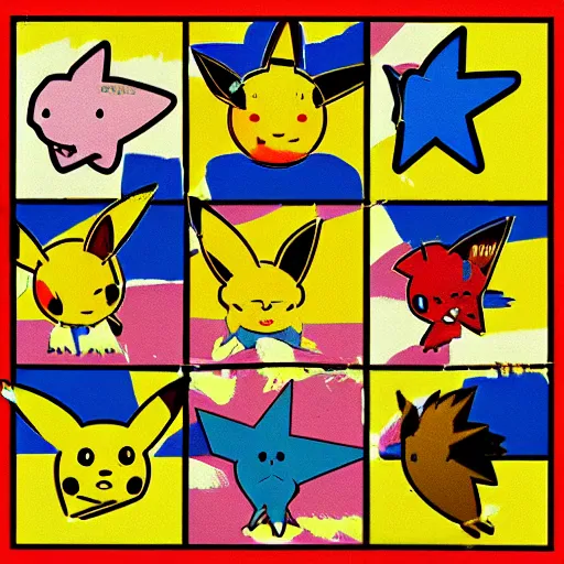 Prompt: pokemon gold version cover art in the style of andy warhol