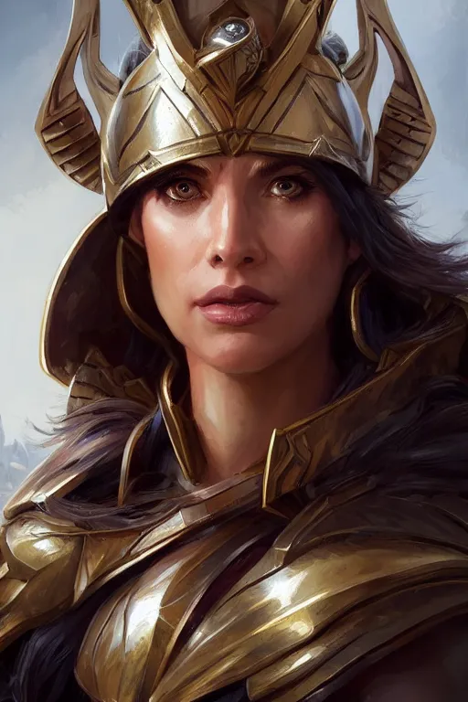 Image similar to amazon valkyrie athena, d & d, fantasy, portrait, highly detailed, headshot, digital painting, trending on artstation, concept art, sharp focus, illustration, art by artgerm and greg rutkowski and magali villeneuve