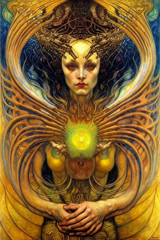 Image similar to Divine Chaos Engine by Karol Bak, Jean Delville, William Blake, Gustav Klimt, and Vincent Van Gogh, symbolist, visionary