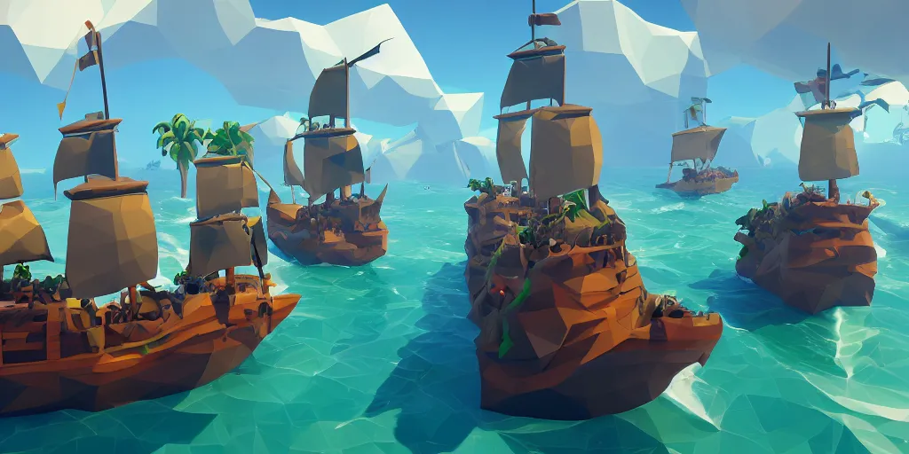 Image similar to low poly sea of thieves