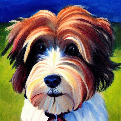 Prompt: portrait of a havanese dog, by sandra chevrie